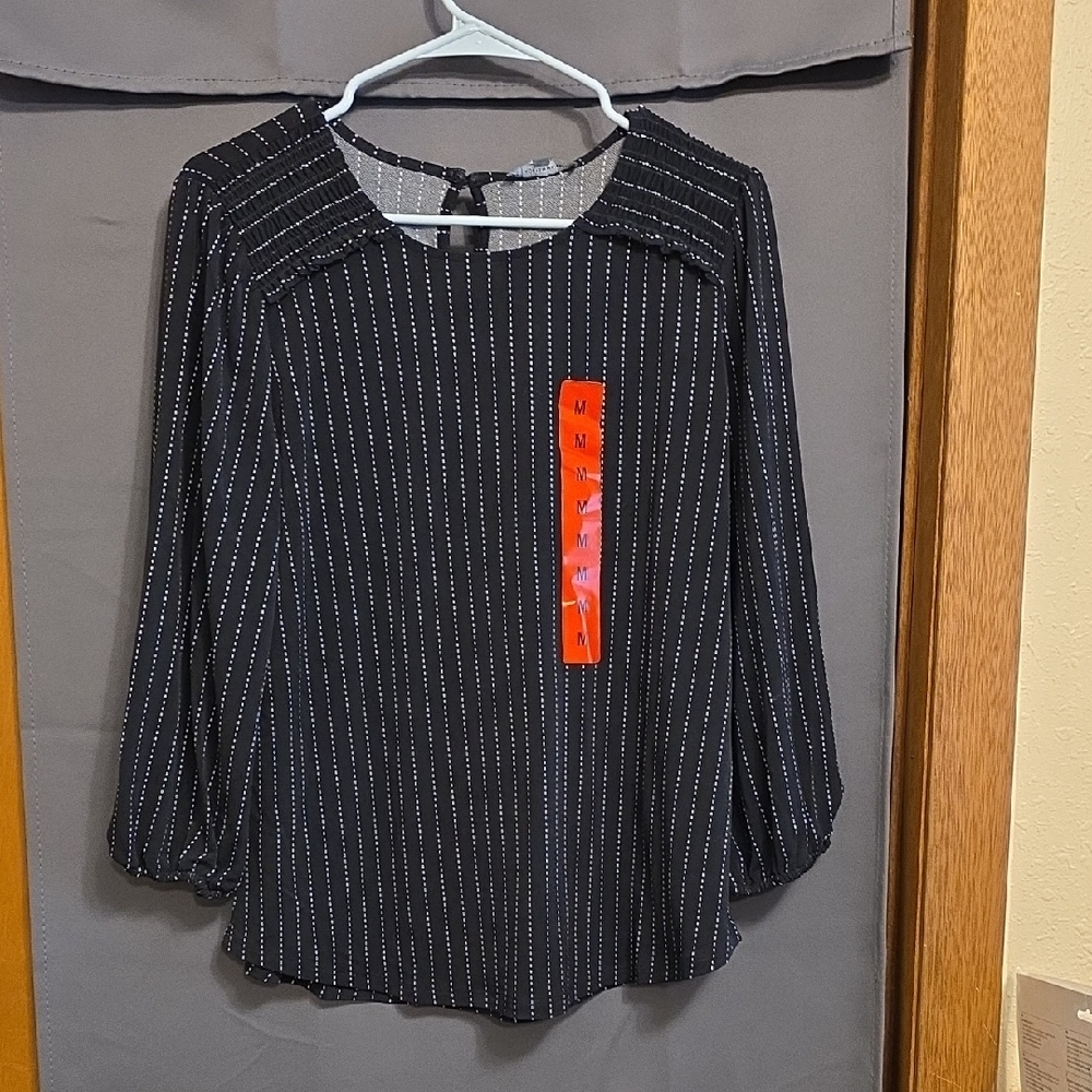 Black and White Striped Women's Top